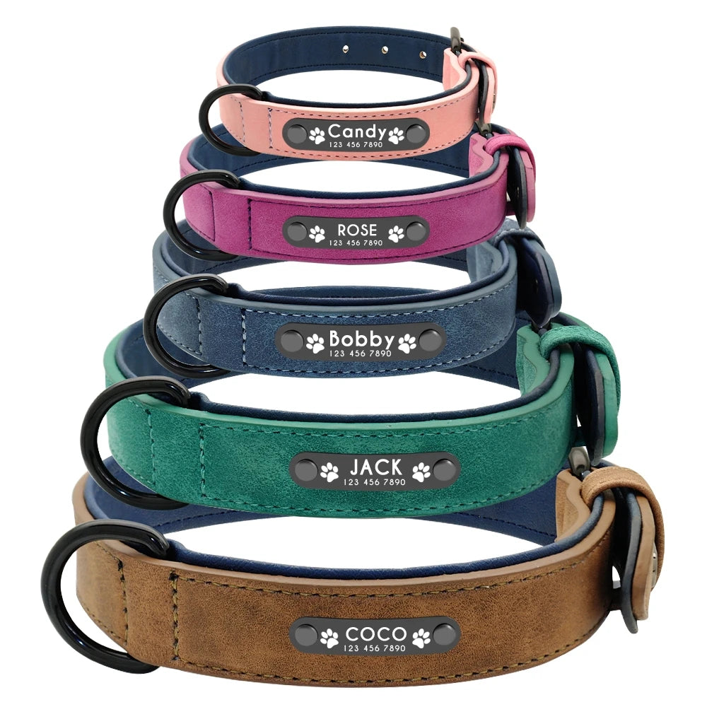 Custom Engraved PU Leather Dog Collar
