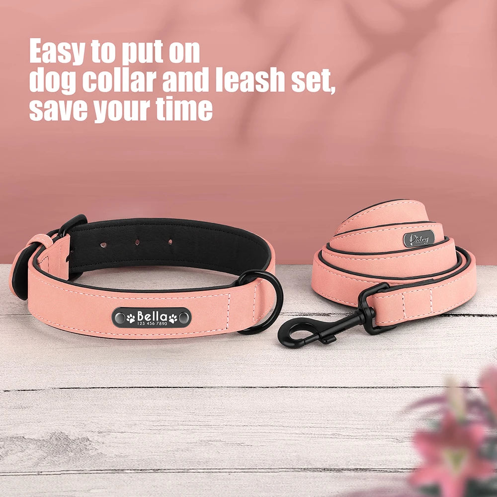 Custom PU Leather Dog Collar & Leash Set"
