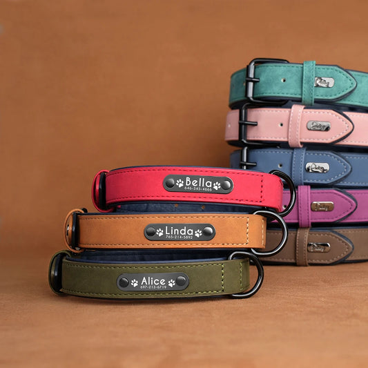 Custom Engraved PU Leather Dog Collar