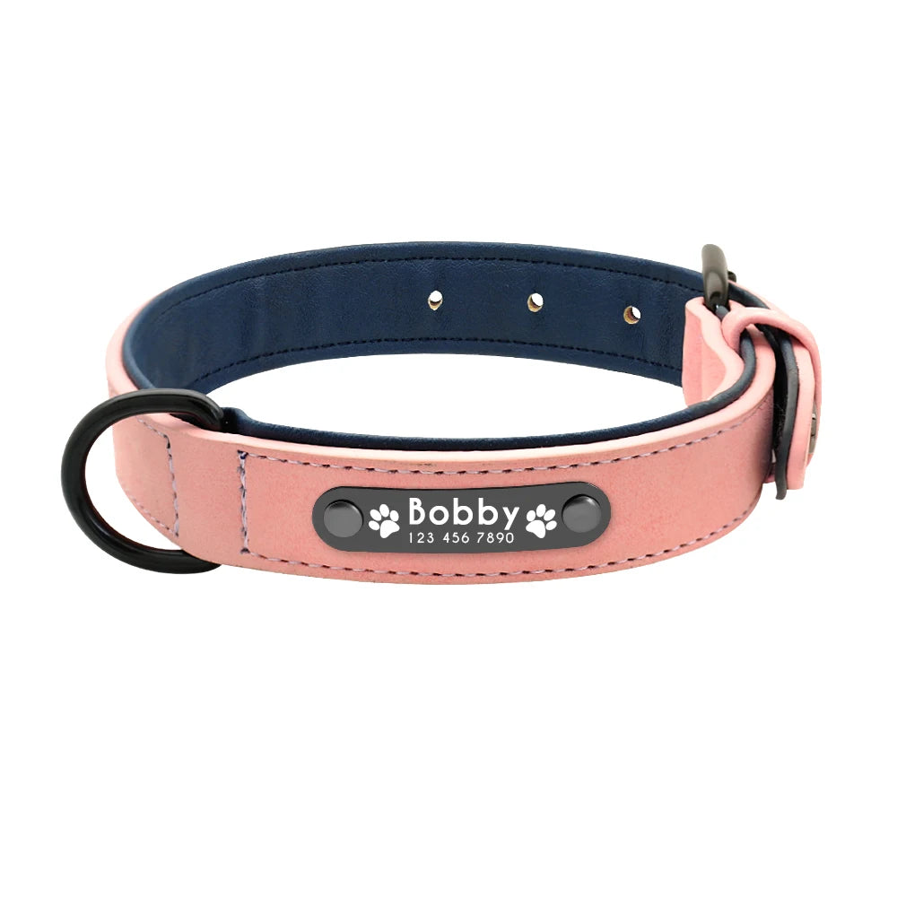 Custom Engraved PU Leather Dog Collar
