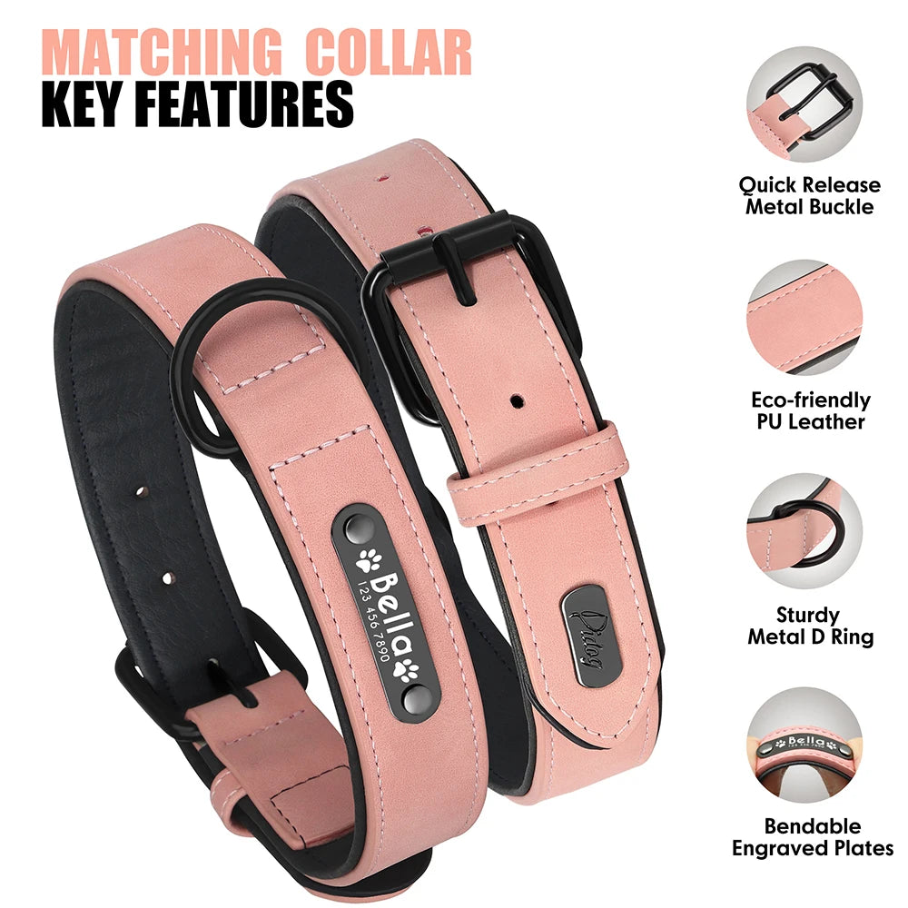 Custom PU Leather Dog Collar & Leash Set"