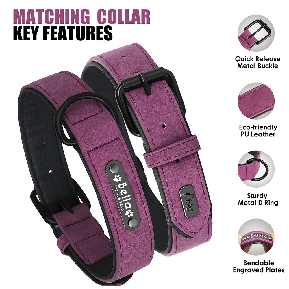 Custom PU Leather Dog Collar & Leash Set"