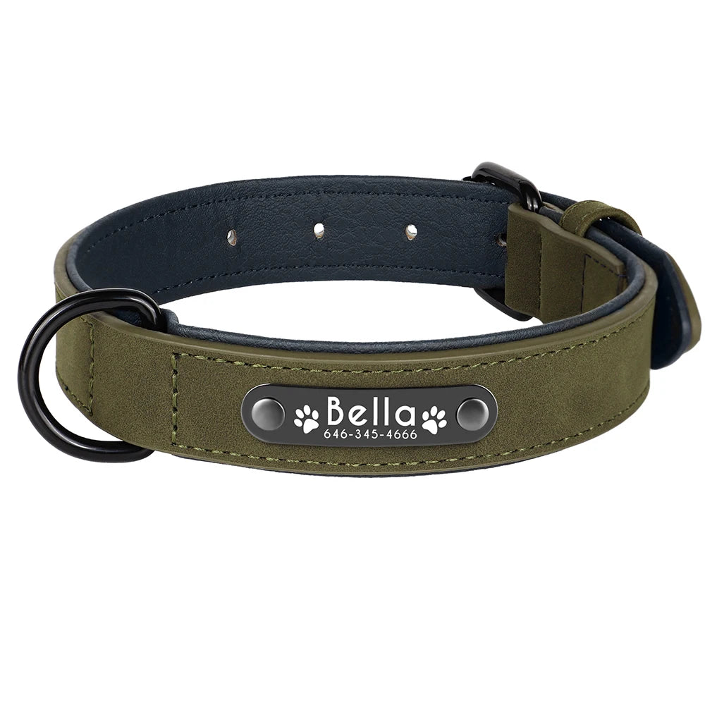 Custom Engraved PU Leather Dog Collar