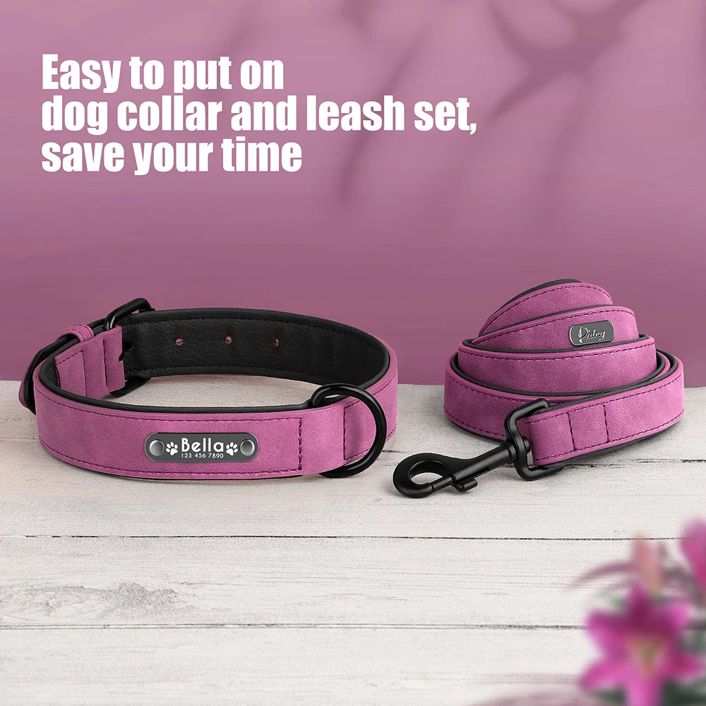 Custom PU Leather Dog Collar & Leash Set"