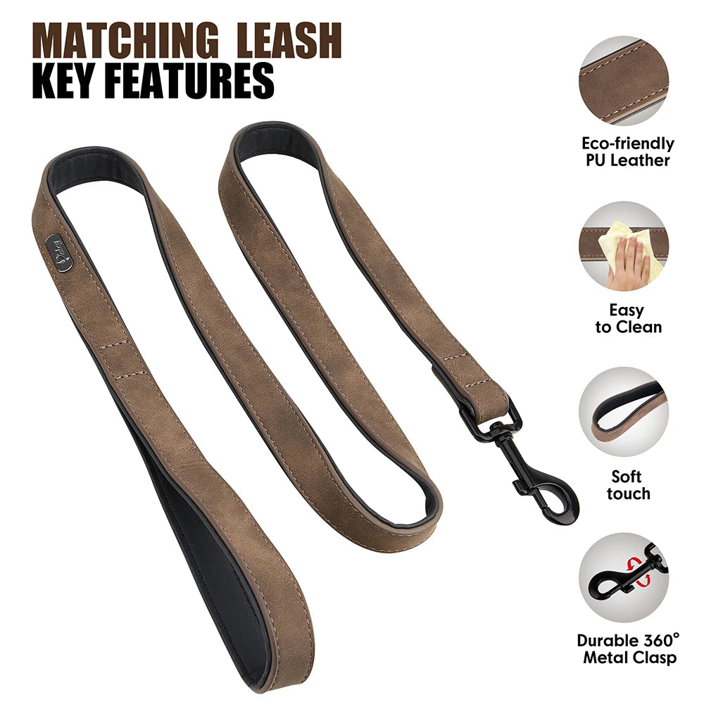 Custom PU Leather Dog Collar & Leash Set"