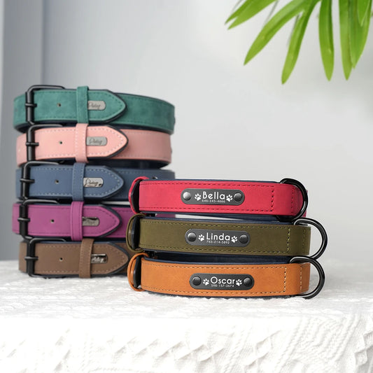 Custom Engraved PU Leather Dog Collar
