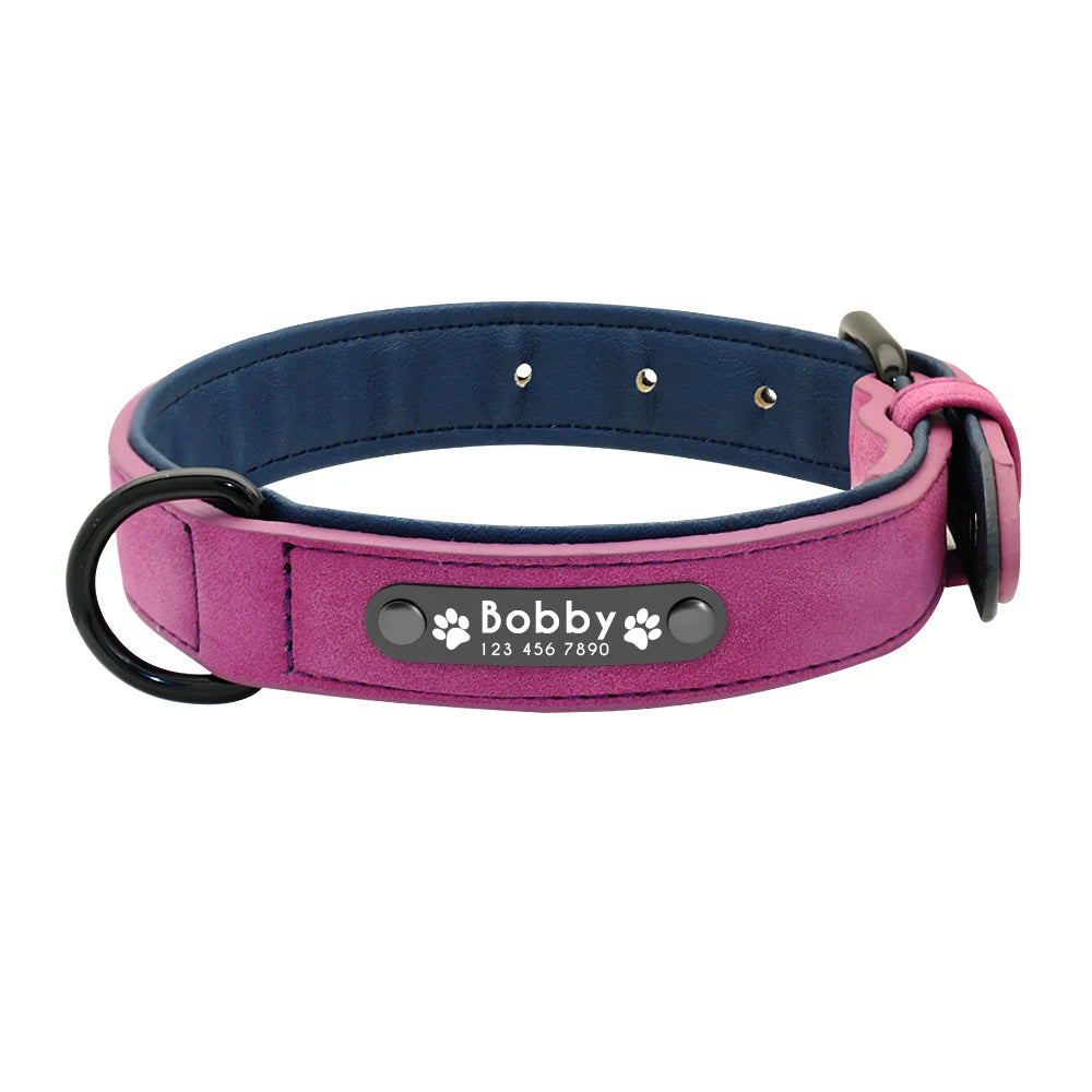 Custom Engraved PU Leather Dog Collar