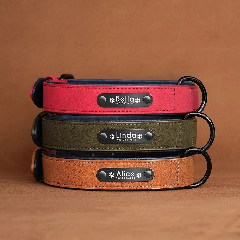 Custom Engraved PU Leather Dog Collar