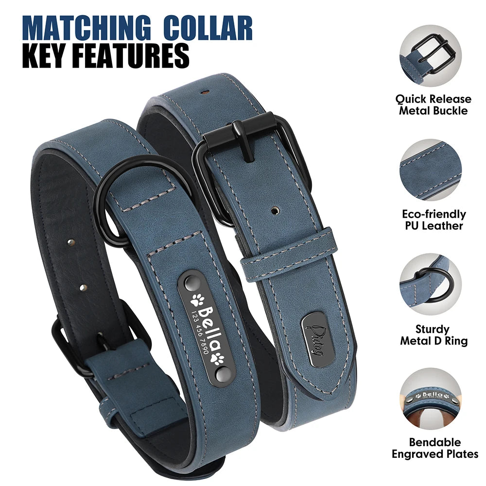 Custom PU Leather Dog Collar & Leash Set"