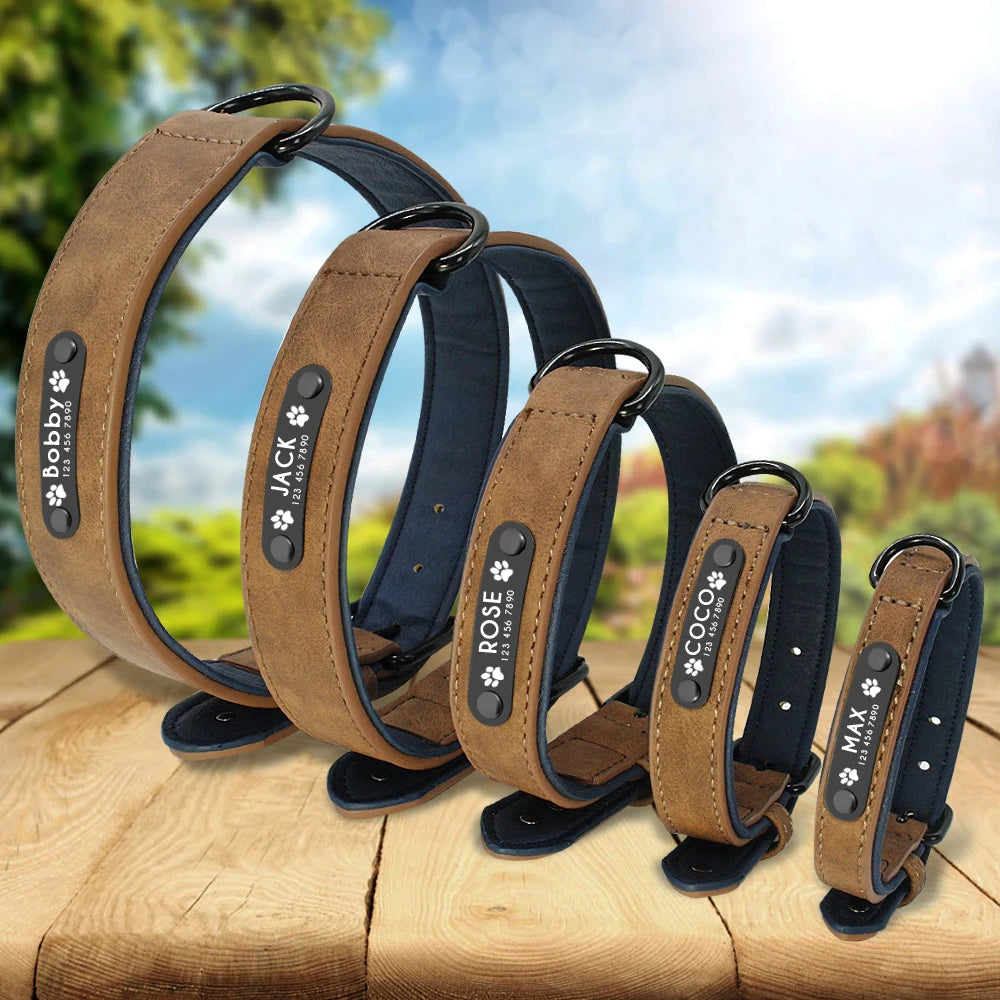 Custom Engraved PU Leather Dog Collar