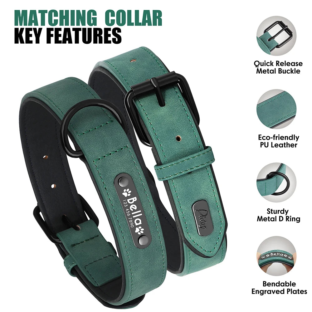 Custom PU Leather Dog Collar & Leash Set"