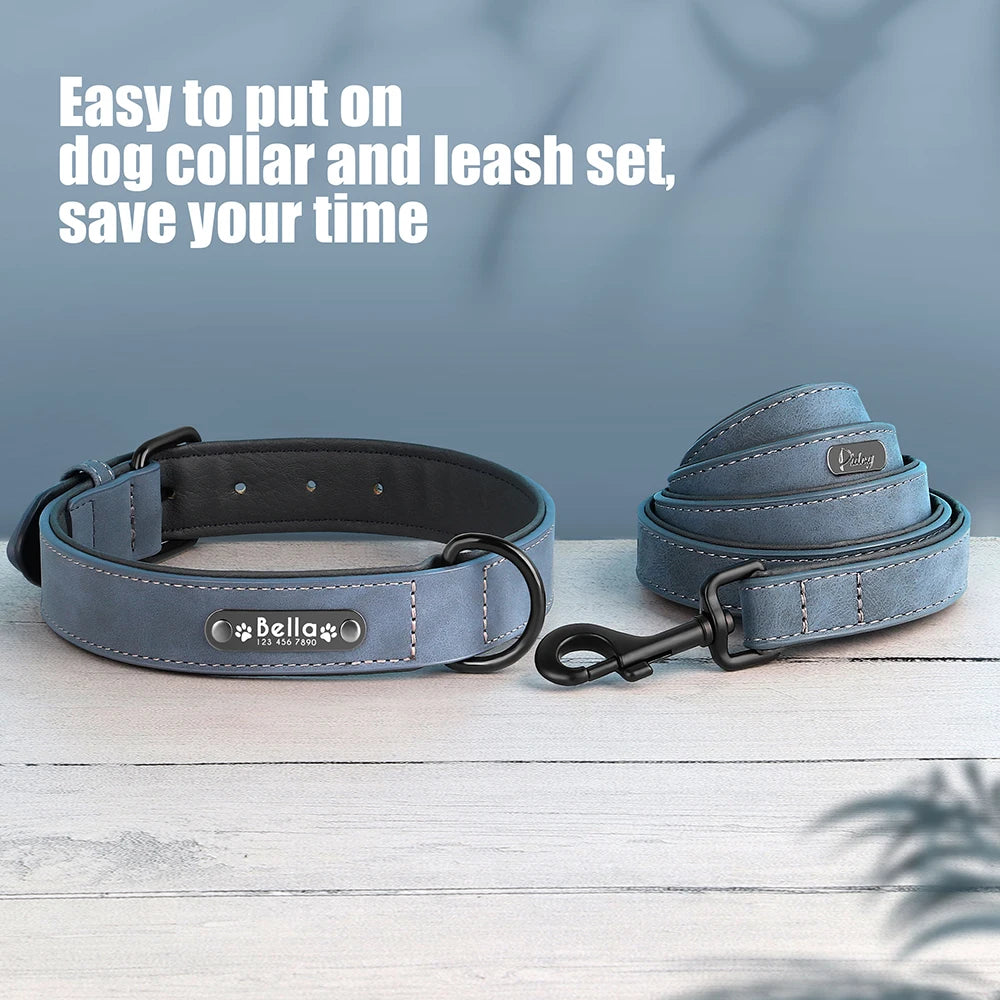 Custom PU Leather Dog Collar & Leash Set"