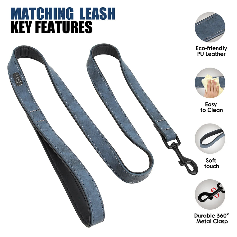 Custom PU Leather Dog Collar & Leash Set"
