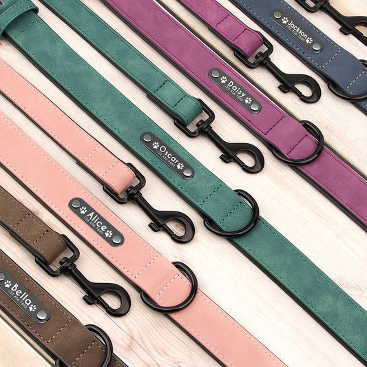 Custom PU Leather Dog Collar & Leash Set"