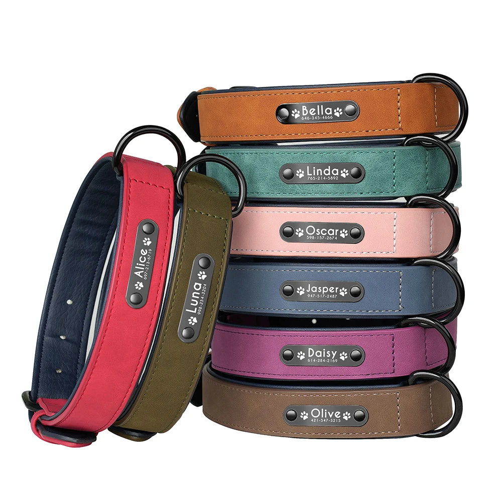 Custom Engraved PU Leather Dog Collar