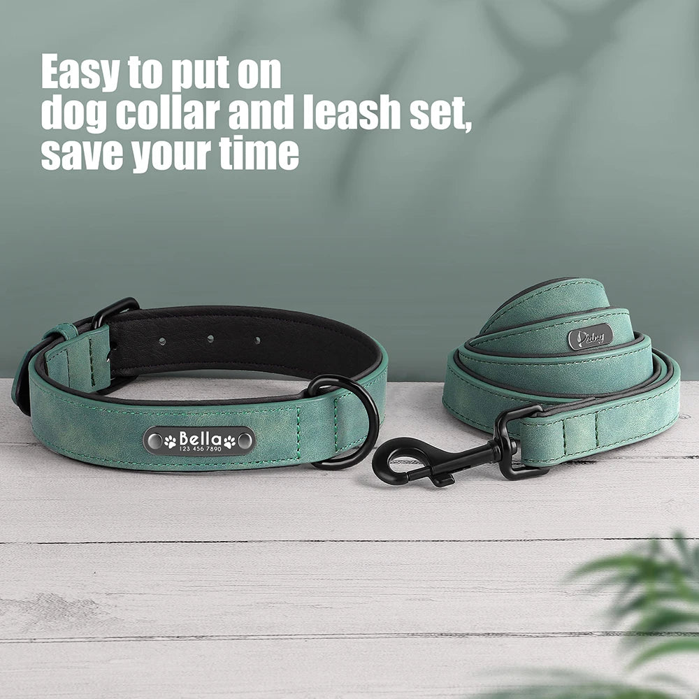 Custom PU Leather Dog Collar & Leash Set"