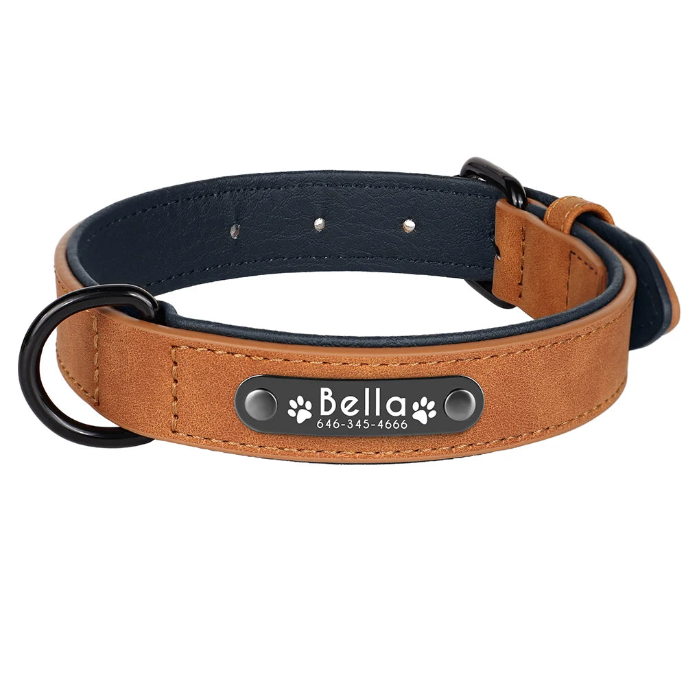 Custom Engraved PU Leather Dog Collar