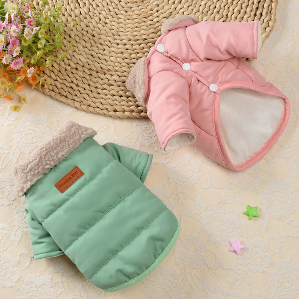 Winter Pet Clothes Jacket Thick Warm Puppy Dogs Clothing Coat Pet Outfits With Fur Collar for Small Medium Dogs Chihuahua Pug
